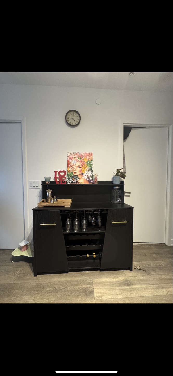 Black Bar Cabinet with Wine Rack - photo 3