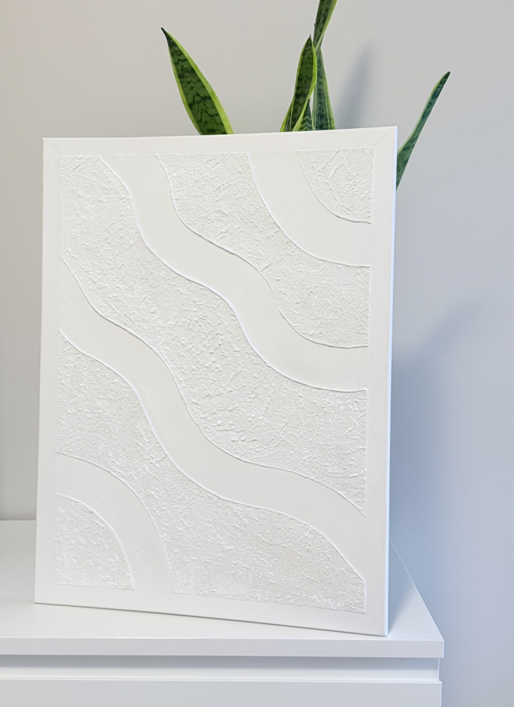 Modern Handmade White Textured Canvas Wall Art - photo 5