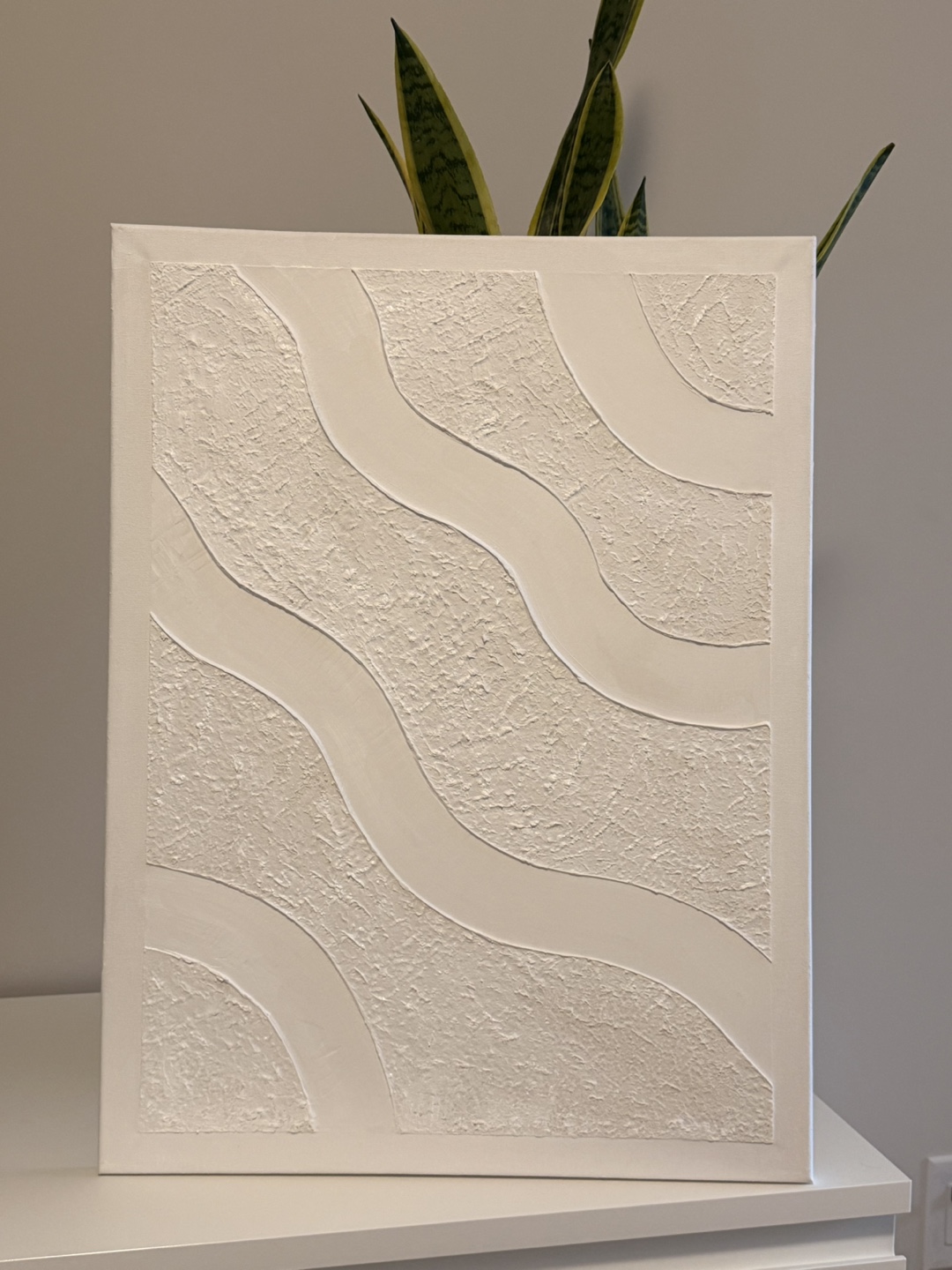 Modern Handmade White Textured Canvas Wall Art - photo 4