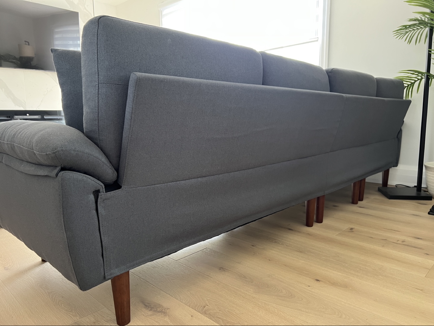 Blue Sectional Sofa with Chaise Lounge - photo 3