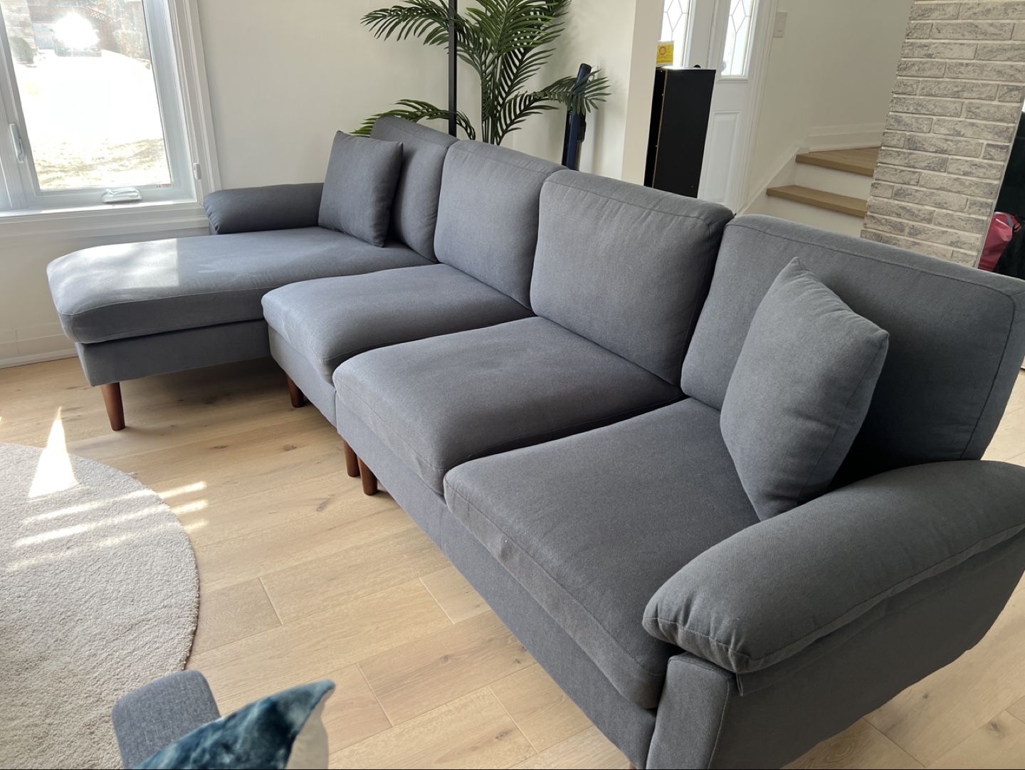 Blue Sectional Sofa with Chaise Lounge
