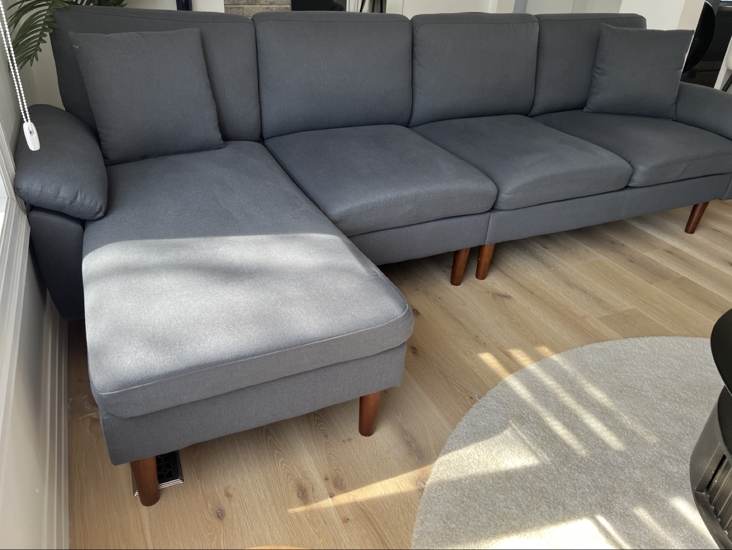 Blue Sectional Sofa with Chaise Lounge - photo 2