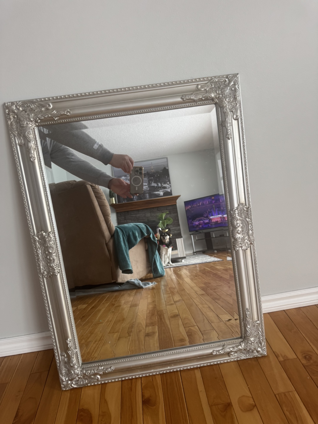 Ornate Silver Framed Mirror