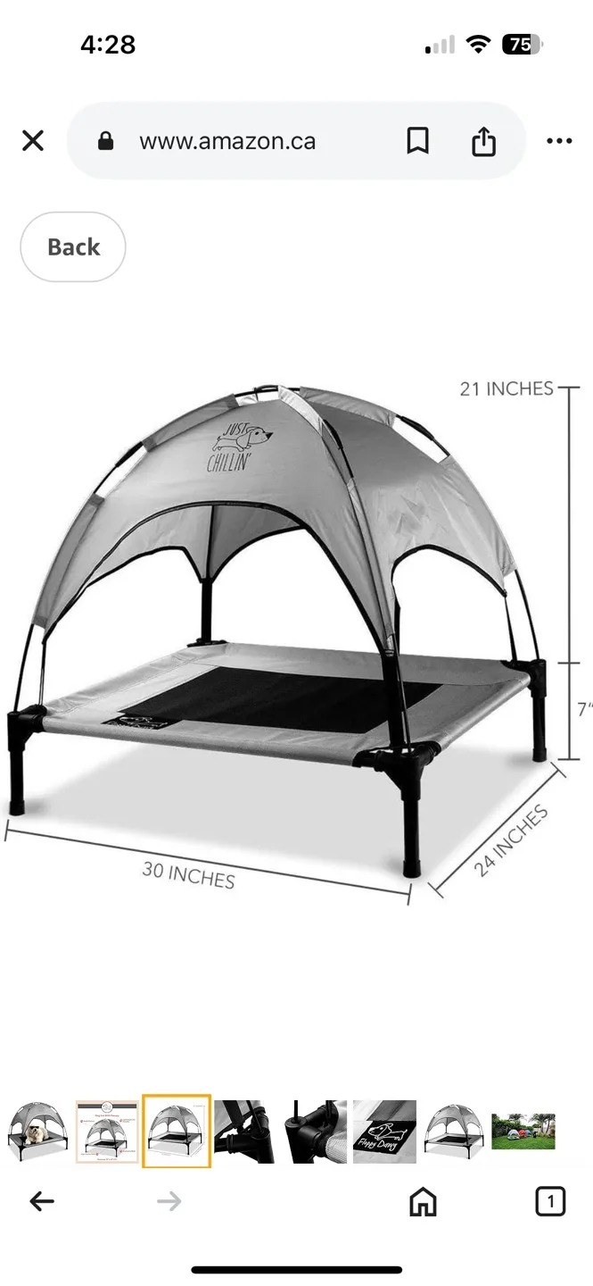 Floppy Dawg Dog Cot with Canopy - Medium Gray image indicator(2)