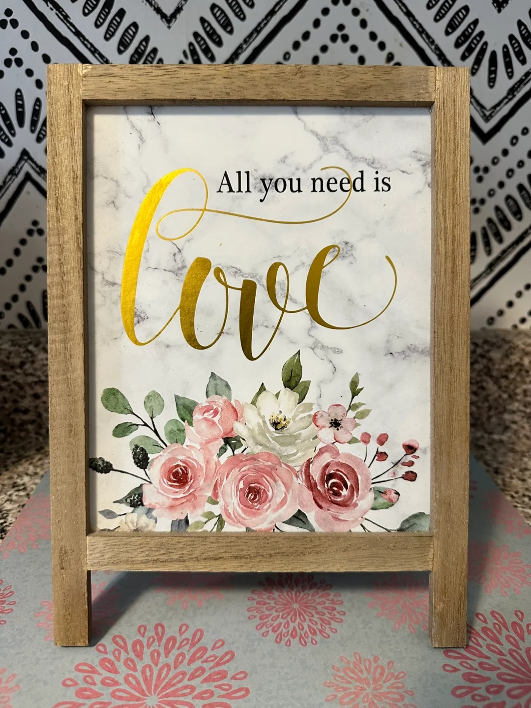 Double-sided A-frame chalkboard sign with floral print thumbnail