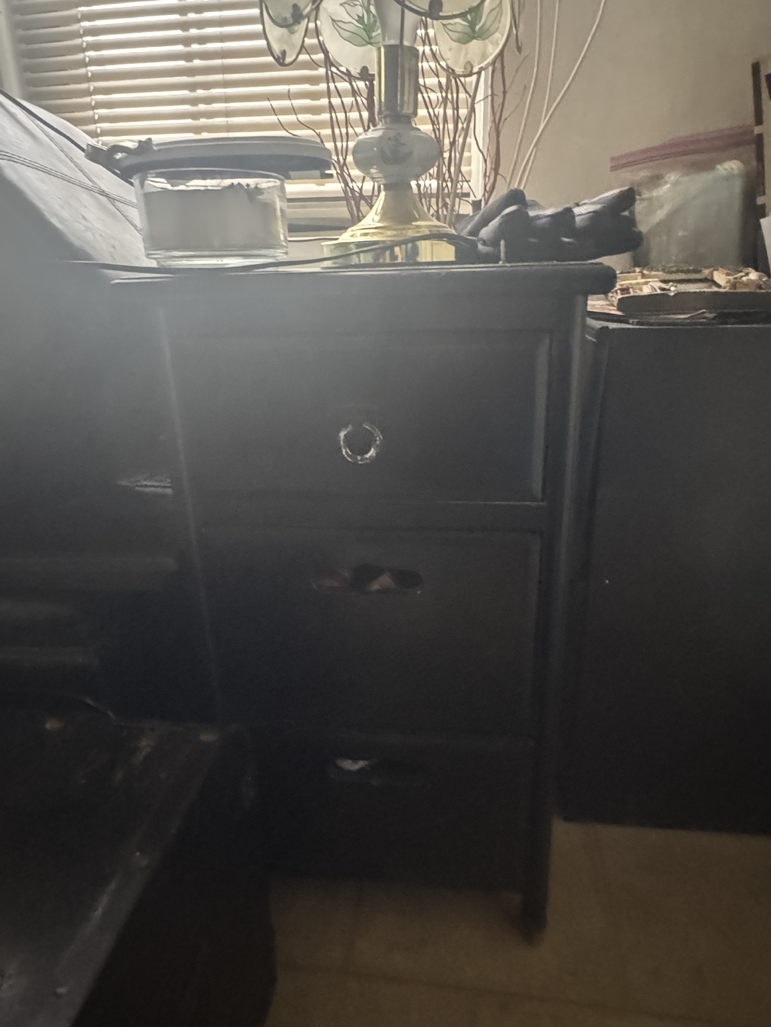 Black Three-Drawer Nightstand