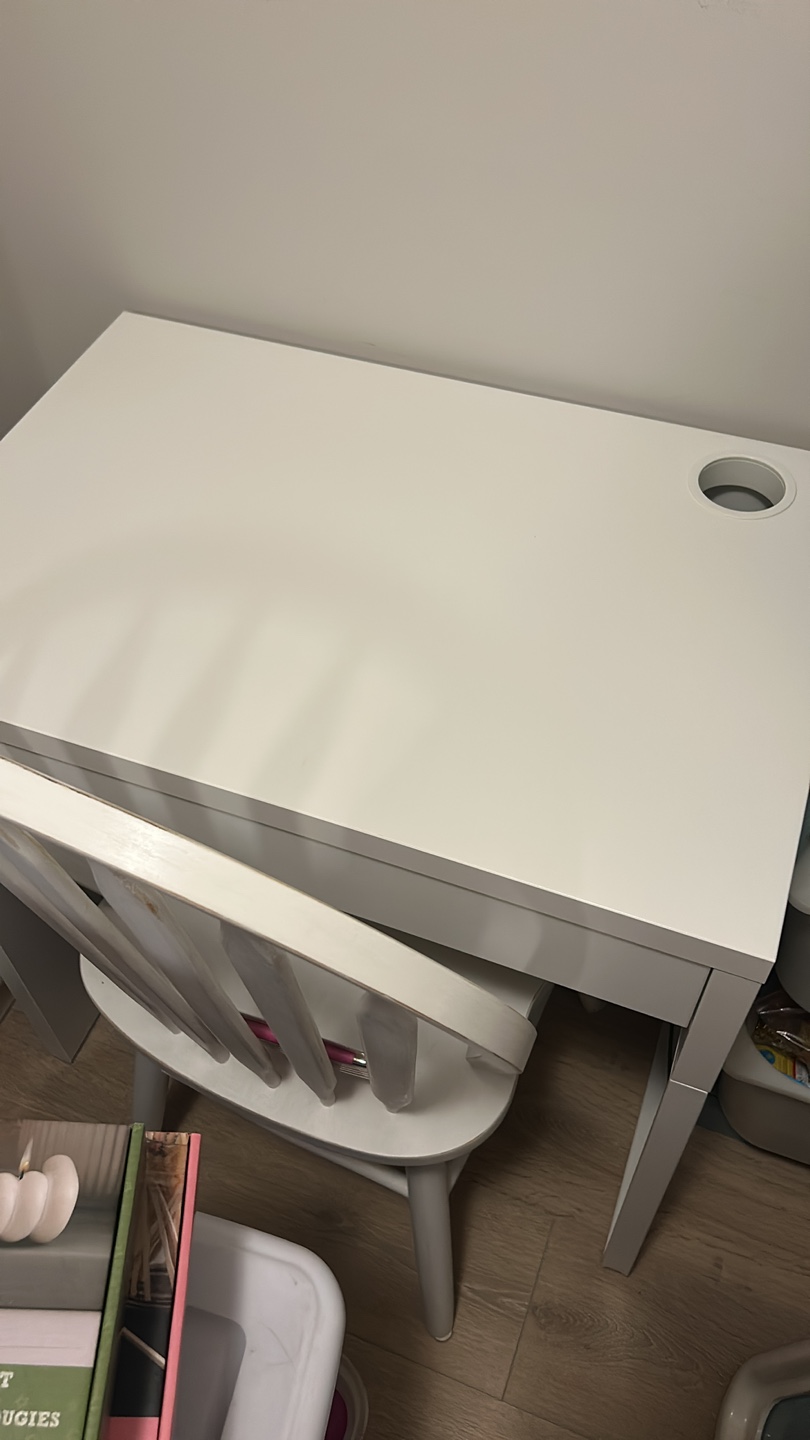 White Desk with Drawer - Great for Small Spaces! - photo 2