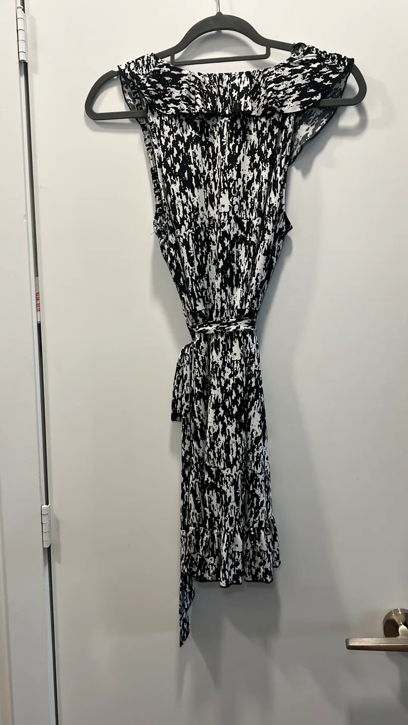 Women's Size L Black and White Ruffled Dress image indicator(2)