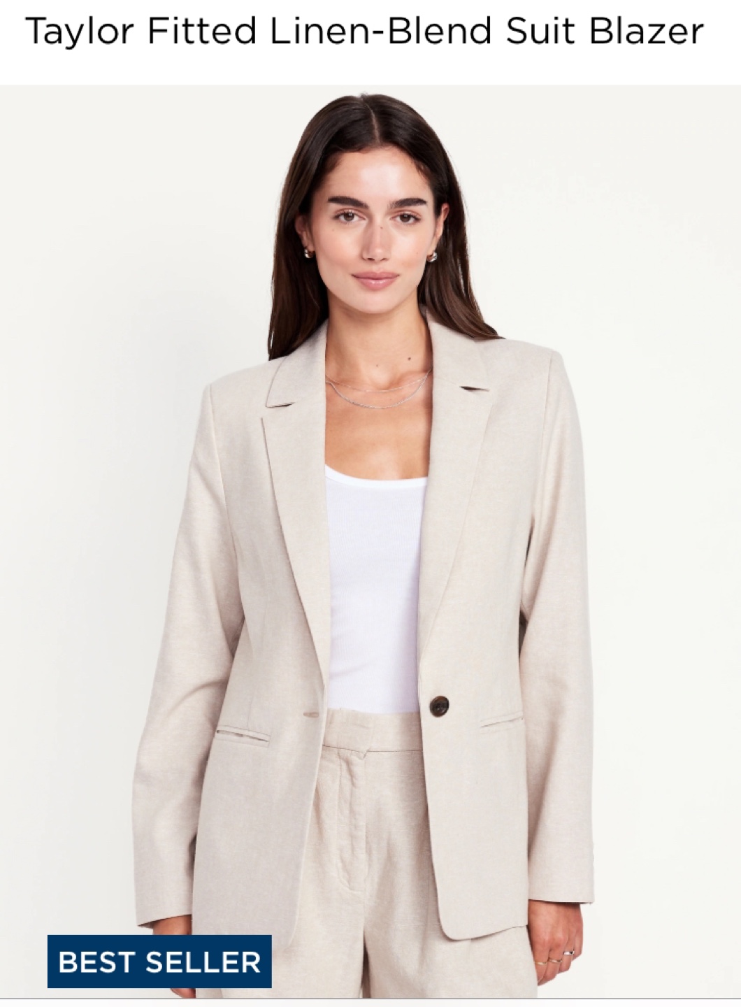 Taylor Fitted Linen-Blend Suit Blazer