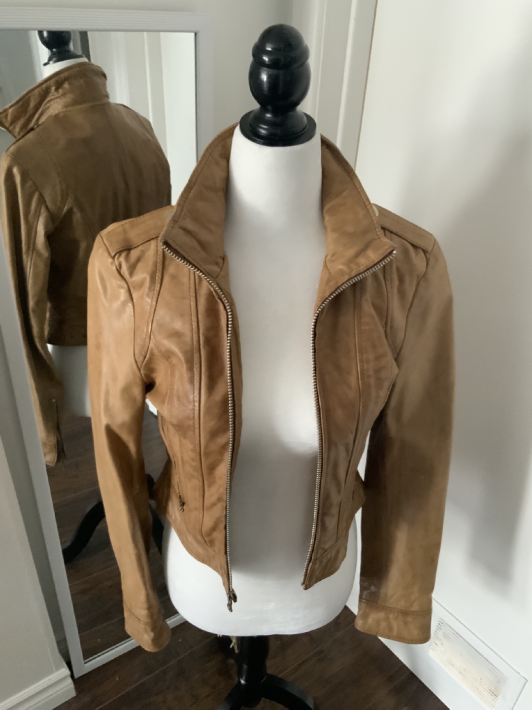 Tan Leather Jacket Size XS