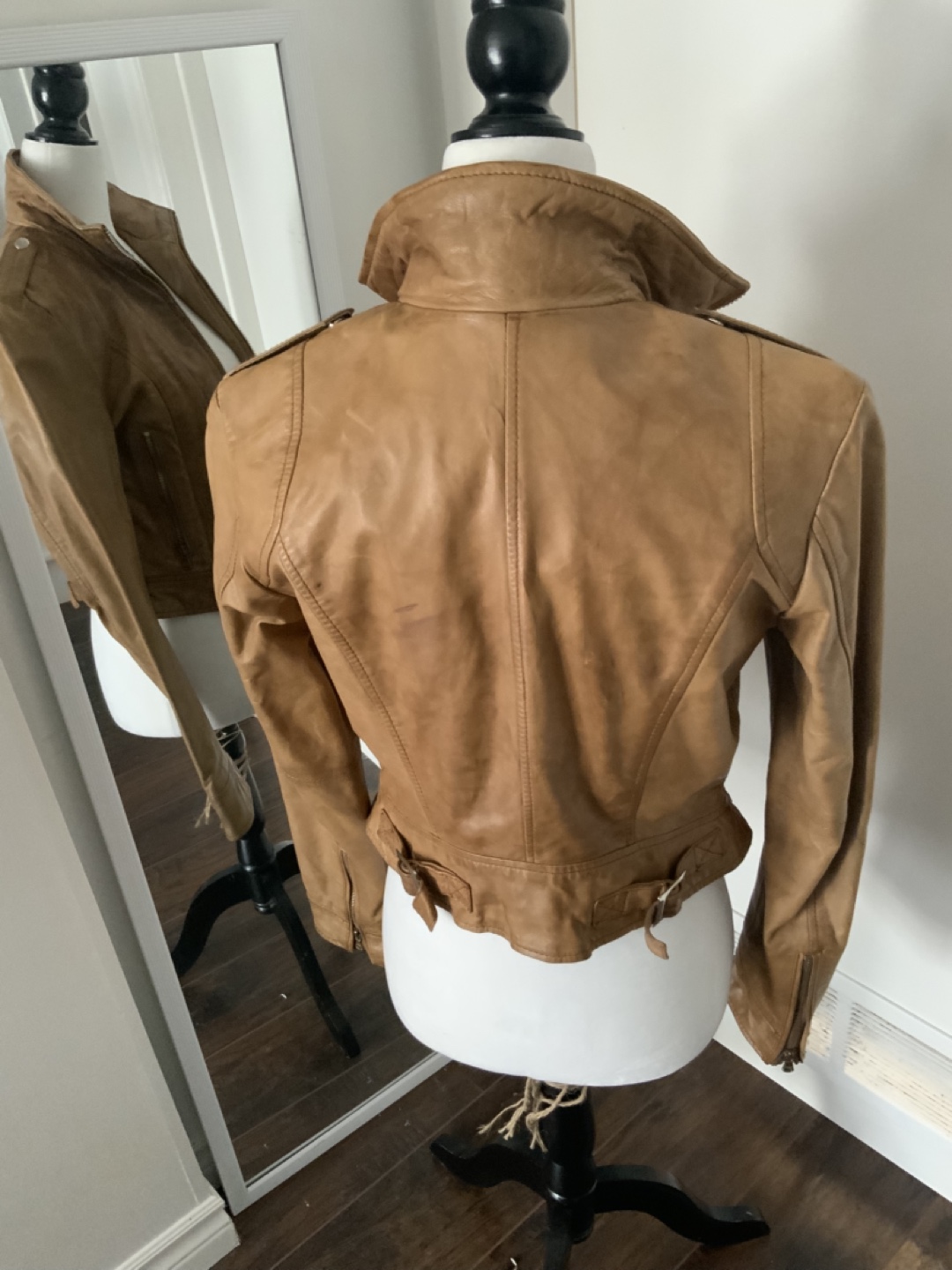 Tan Leather Jacket Size XS - photo 2