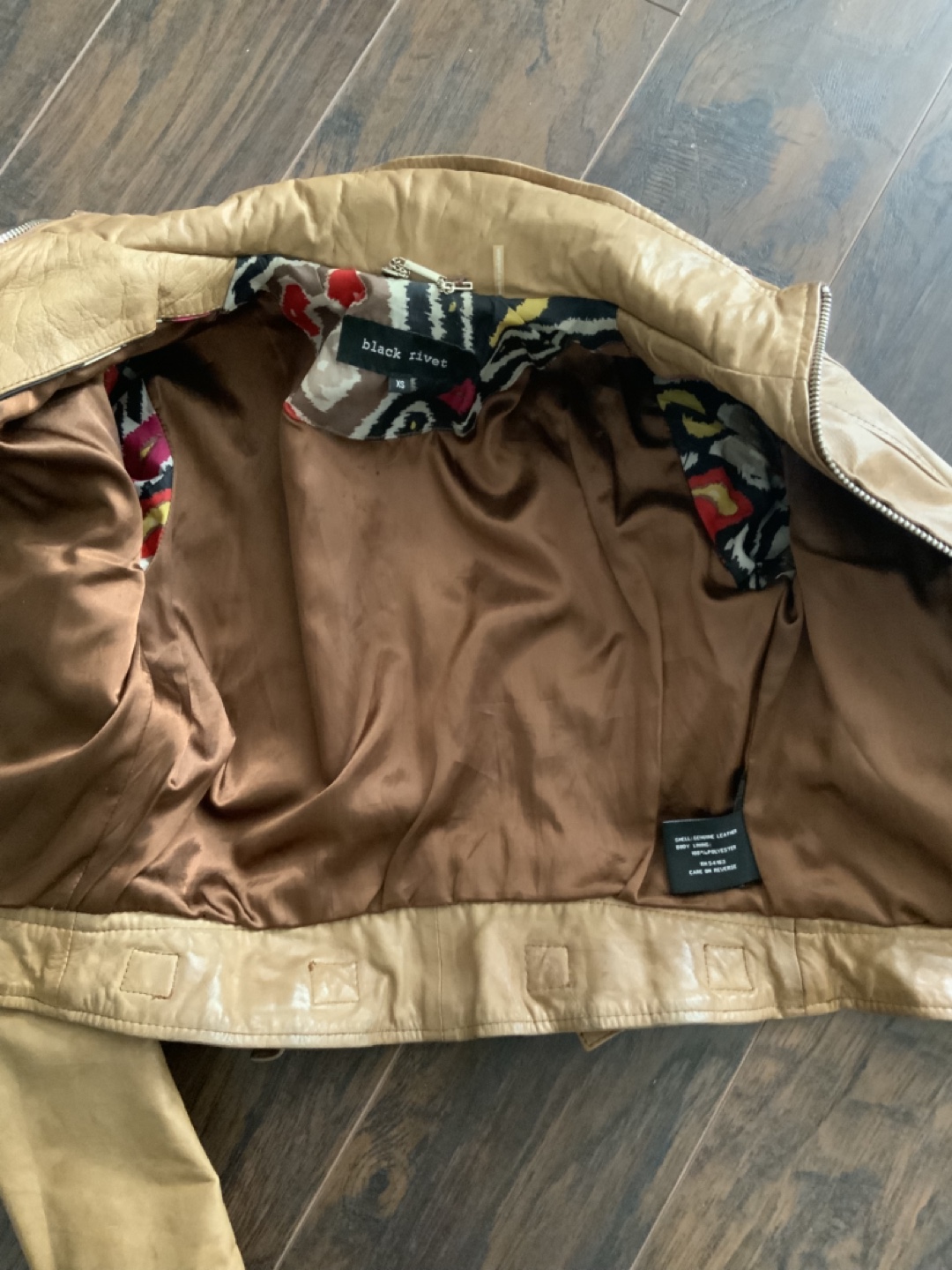 Tan Leather Jacket Size XS - photo 3