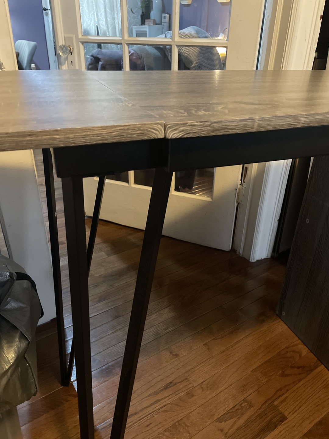 💚 Gray Wood Drop Leaf Table with Black Metal Legs - photo 4