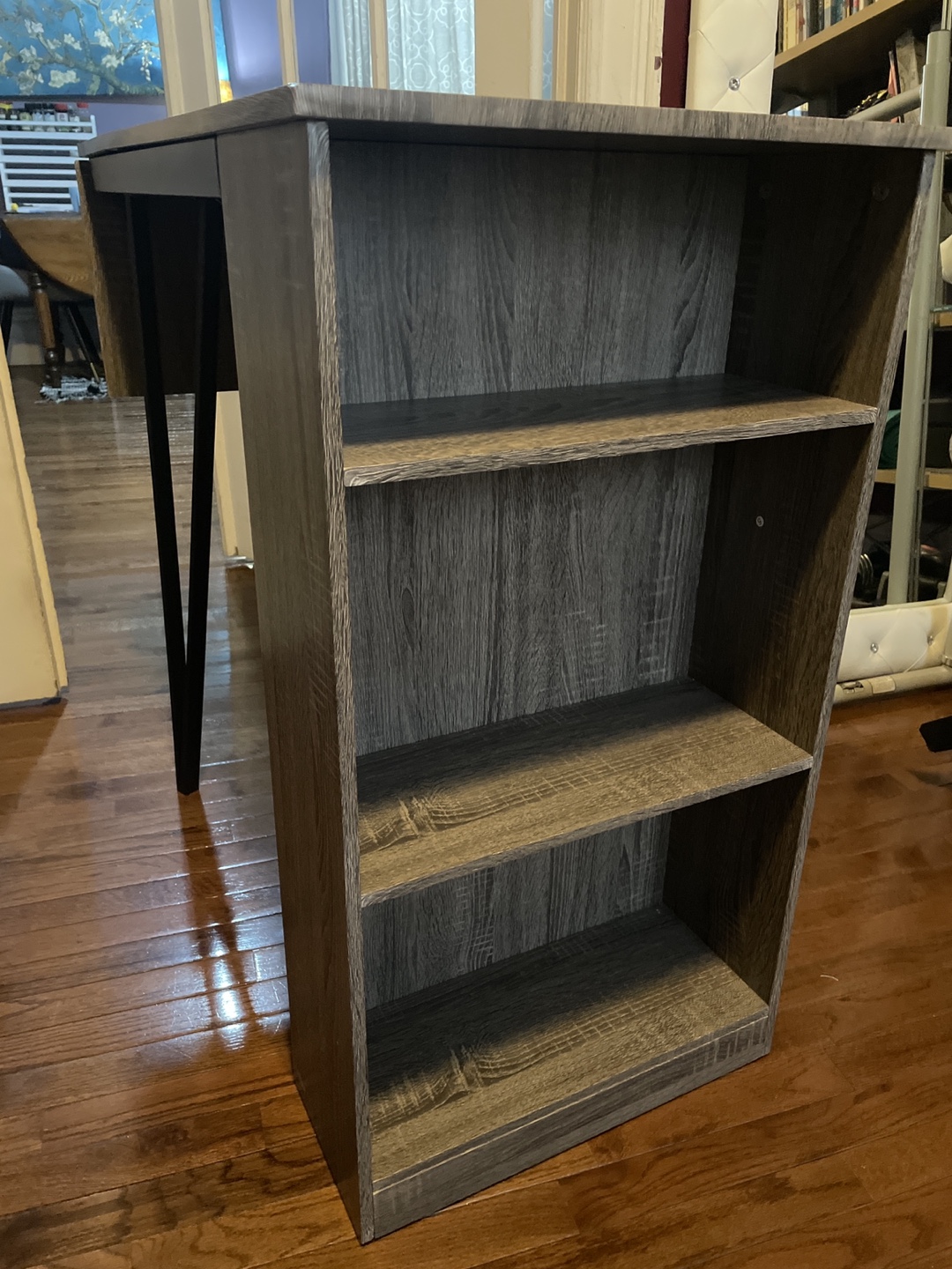 💚 Gray Wood Drop Leaf Table with Black Metal Legs - photo 2