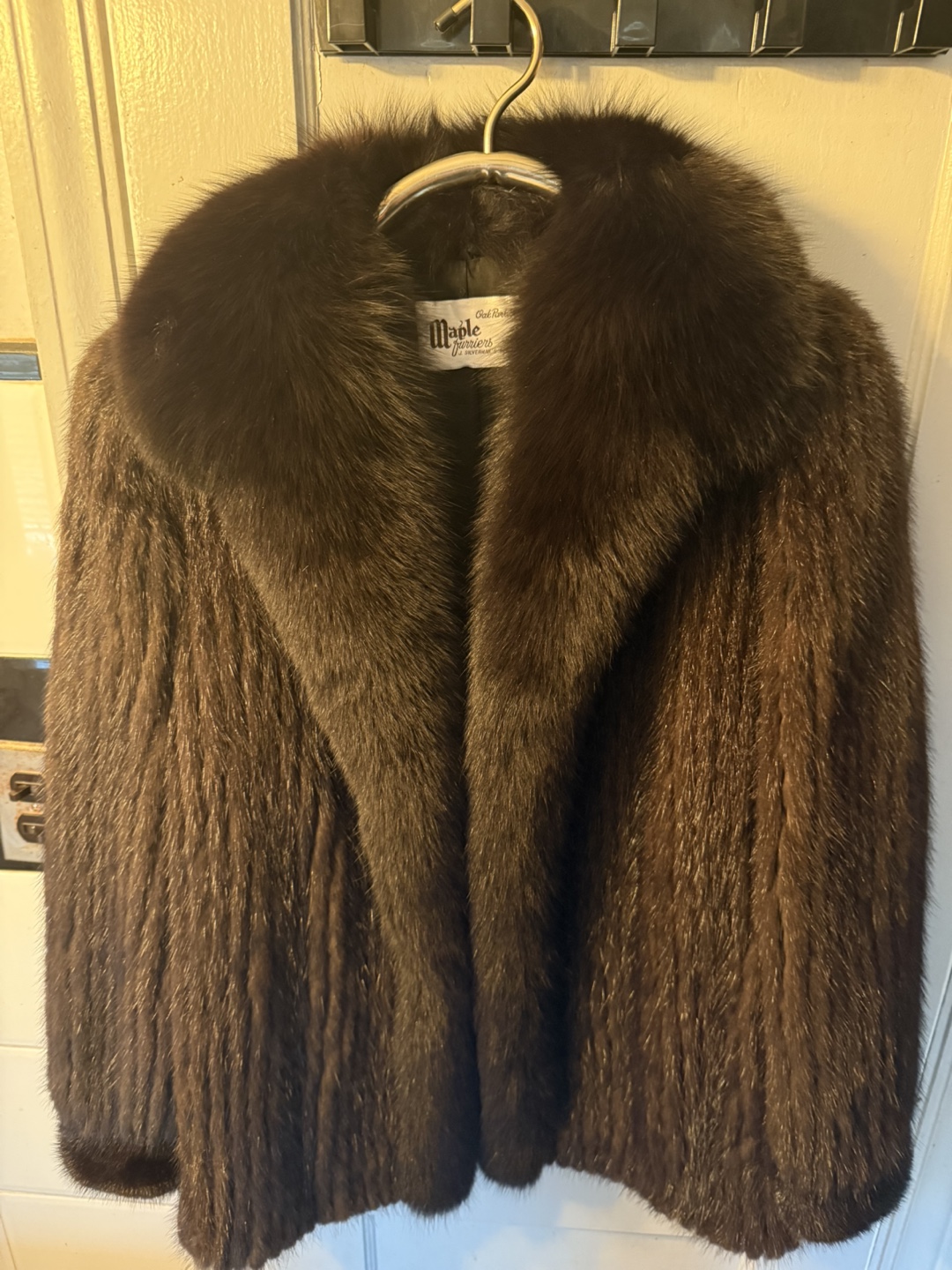 Vintage Maple Furriers Mink Fur Coat with Fox Collar