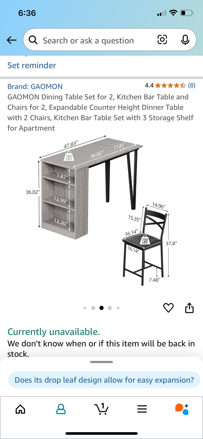 💚 Gray Wood Drop Leaf Table with Black Metal Legs - photo 5