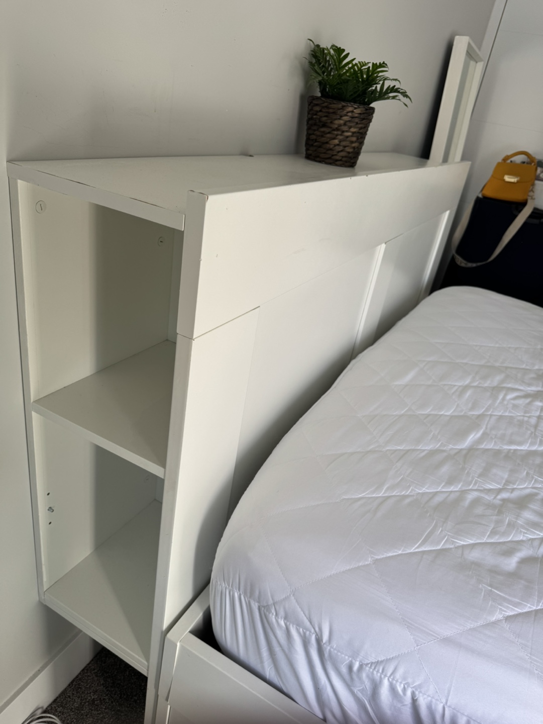 White Queen Bed Frame with Headboard and Storage - photo 2