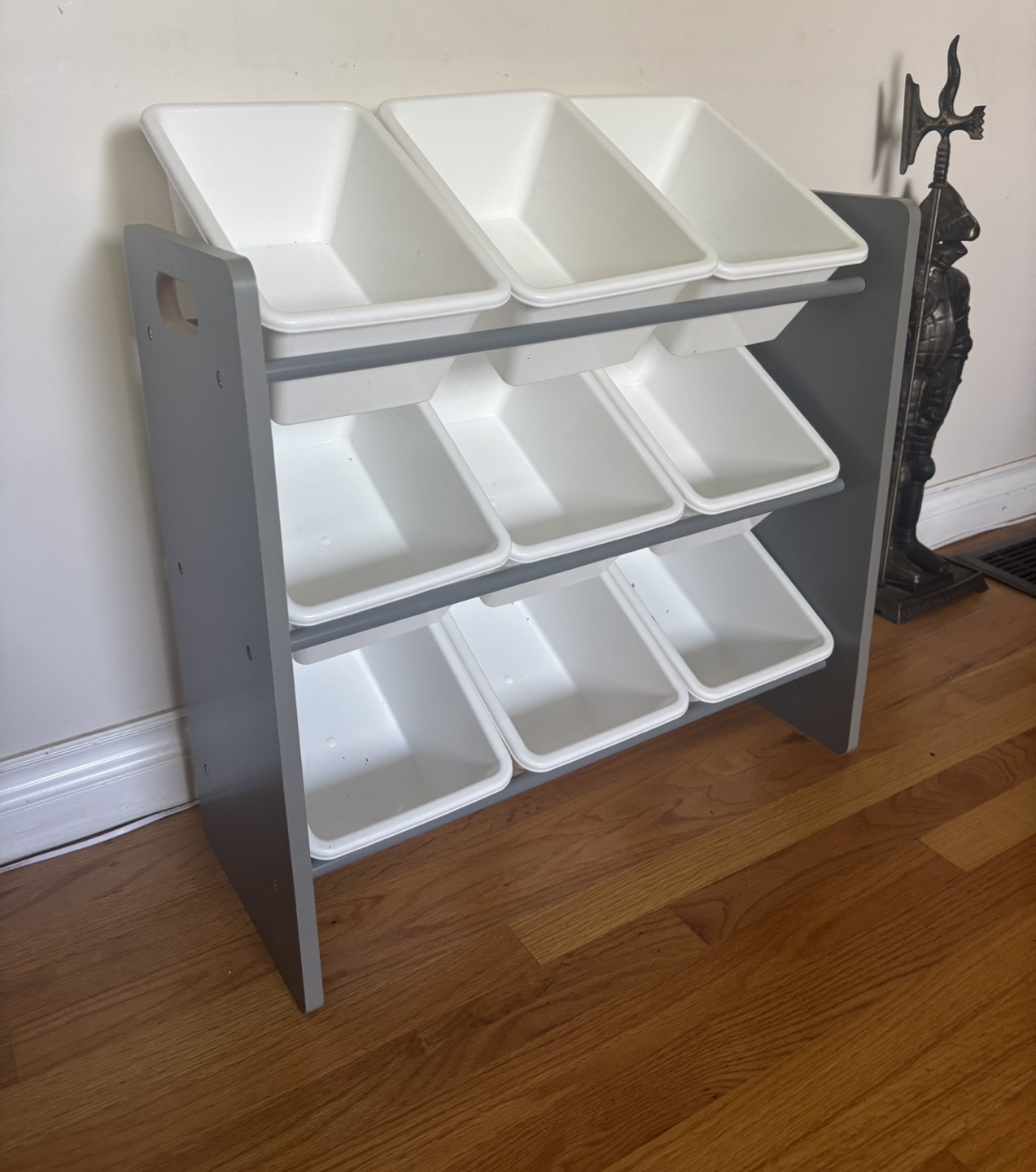 Grey Toy Organizer with Nine White Bins - photo 4