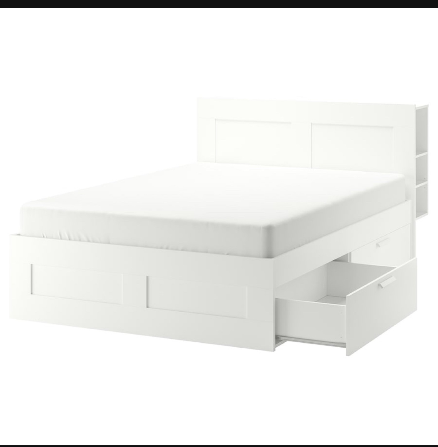 White Queen Bed Frame with Headboard and Storage - photo 5