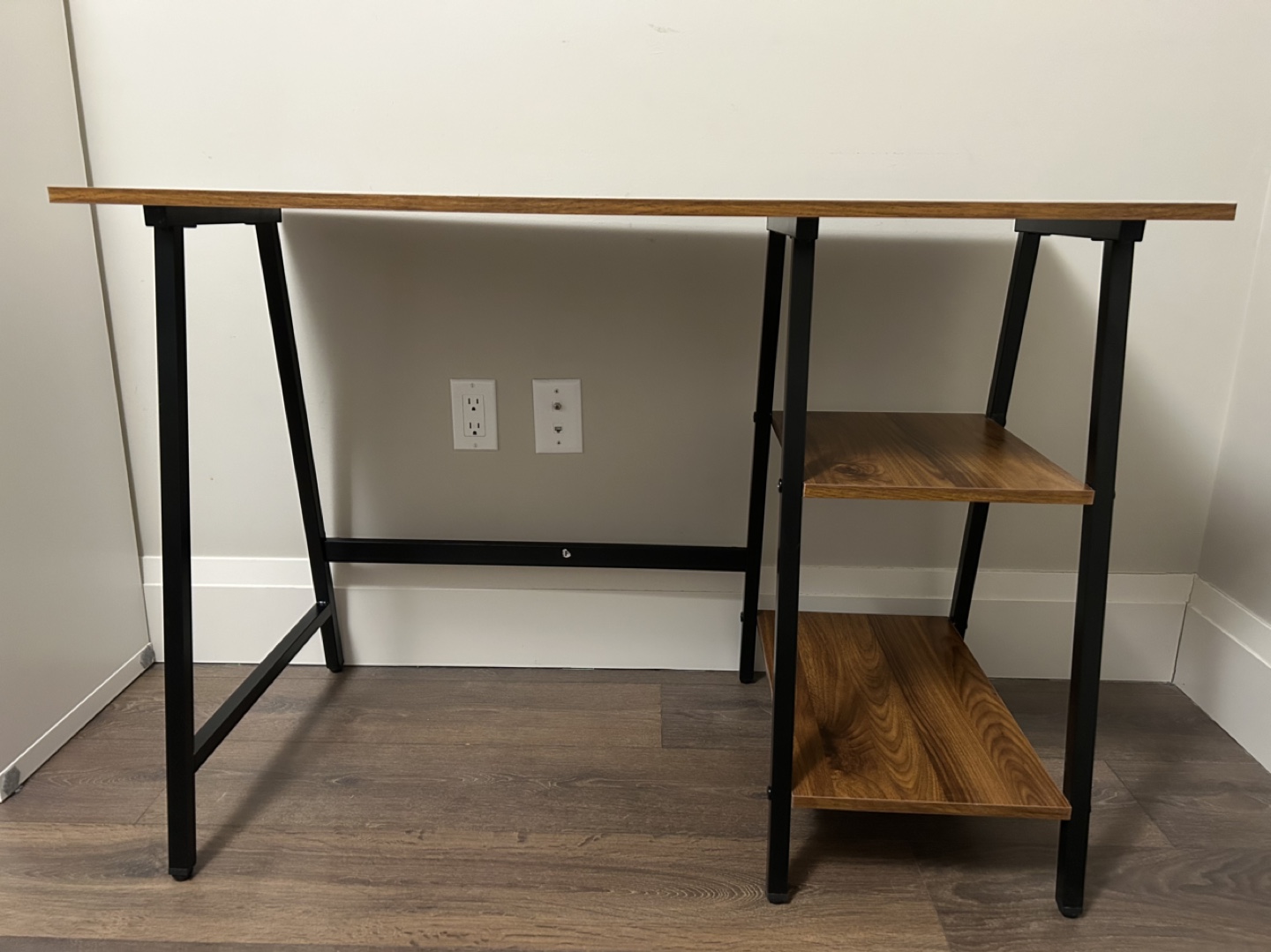 Modern Wood Desk with Storage Shelves - photo 2