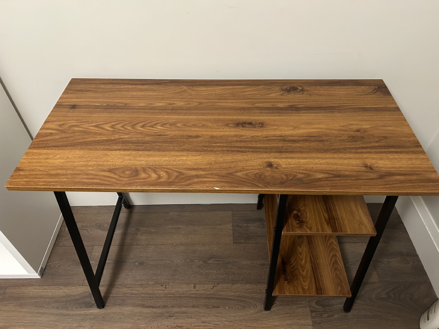 Modern Wood Desk with Storage Shelves