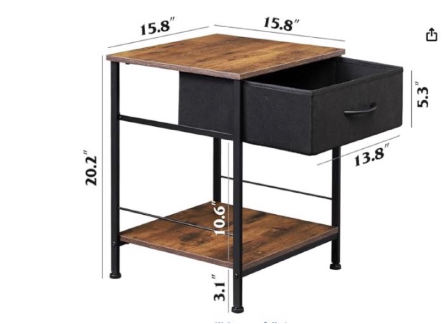 Rustic Industrial Nightstand with Drawer