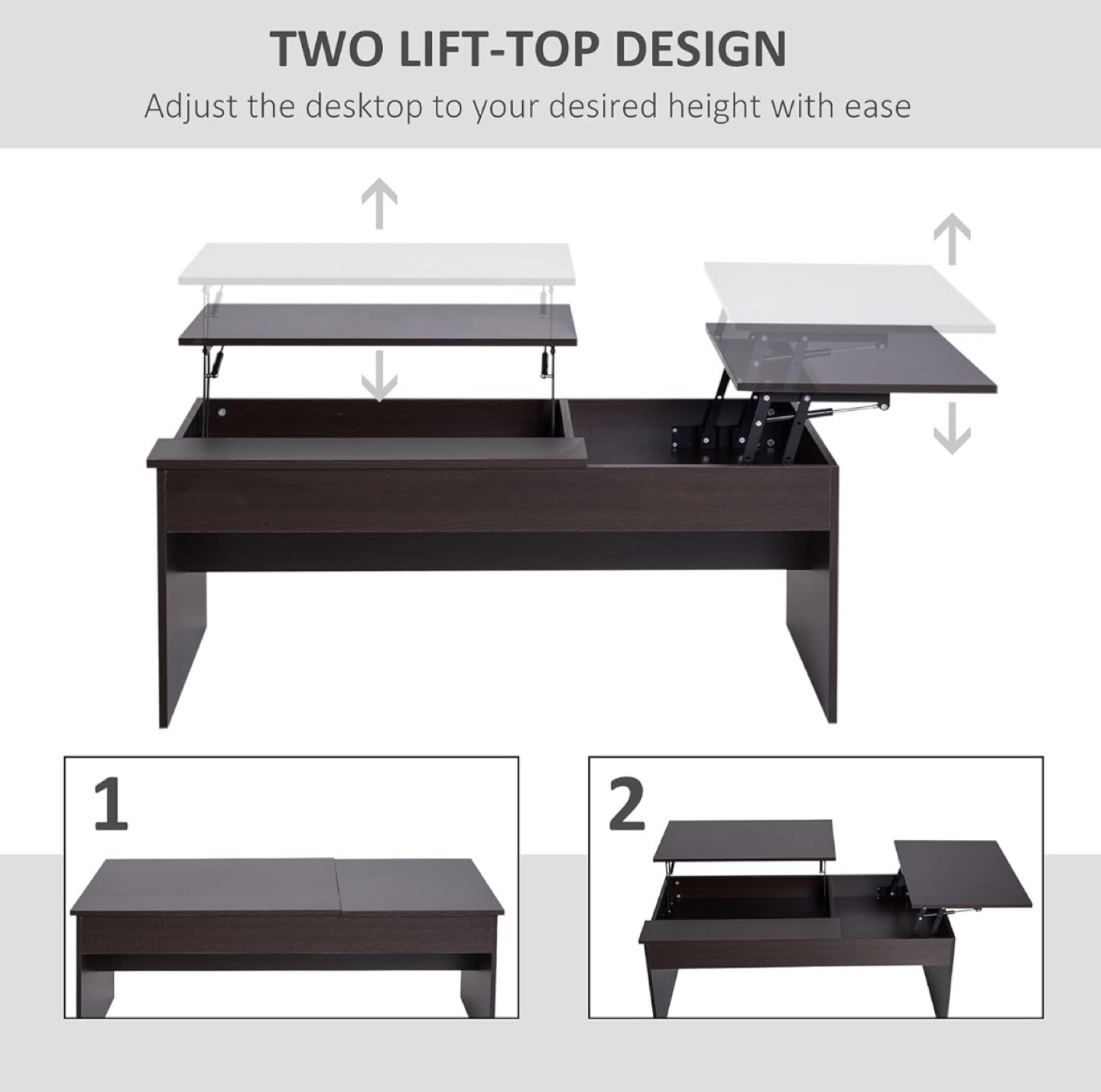 HOMCOM Lift-Top Coffee Table with Storage - photo 5