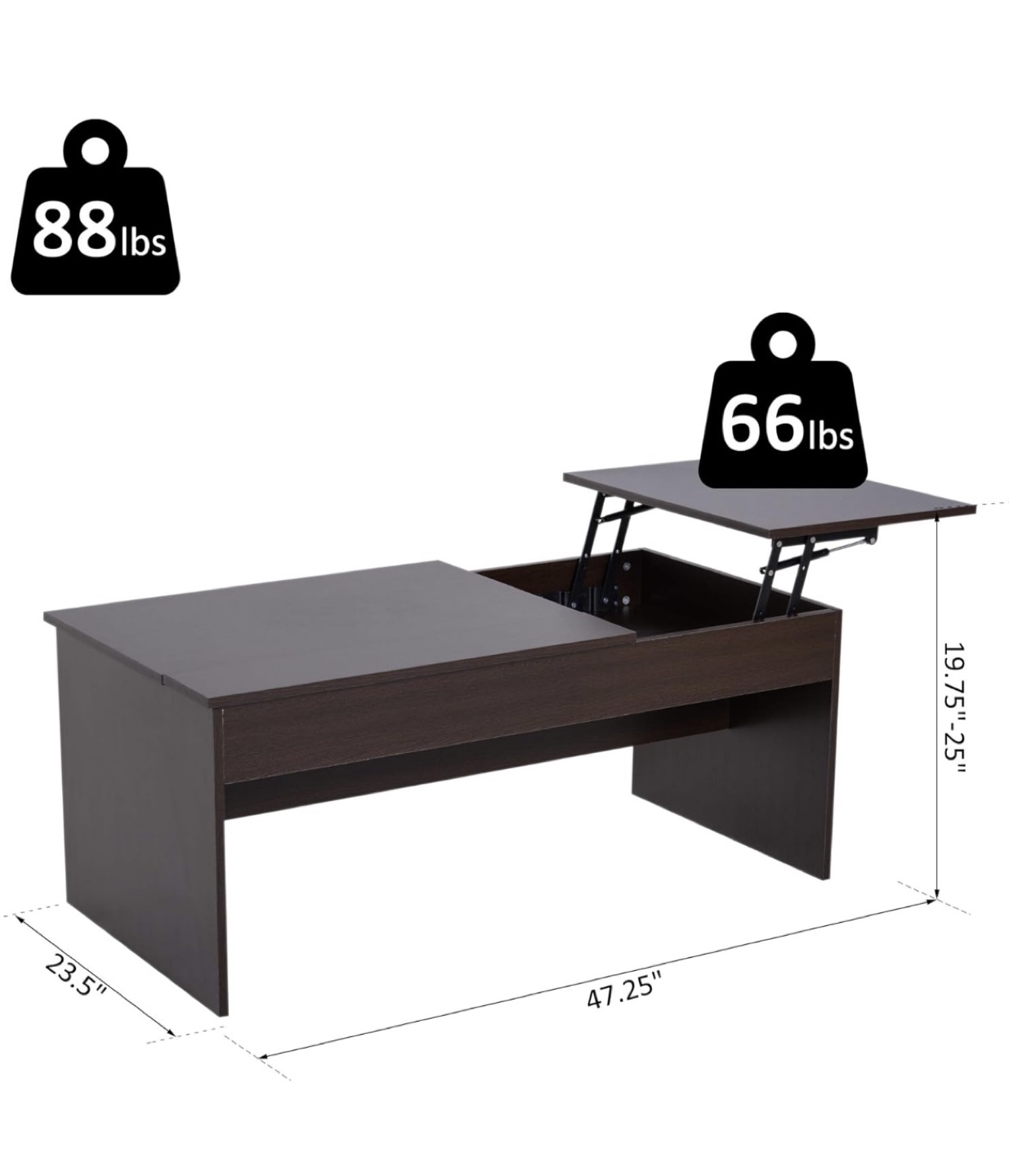 HOMCOM Lift-Top Coffee Table with Storage - photo 4