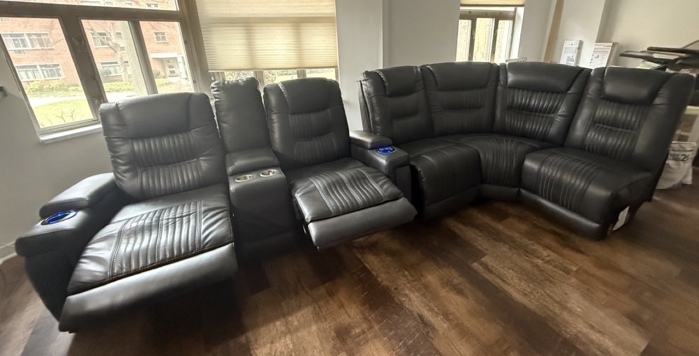 Black Leather Home Theater Seating - photo 2