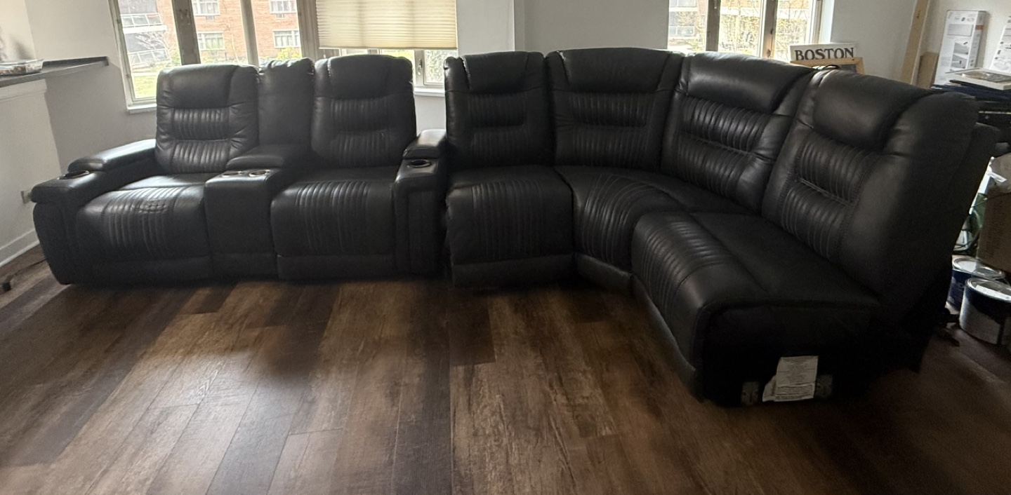 Black Leather Home Theater Seating
