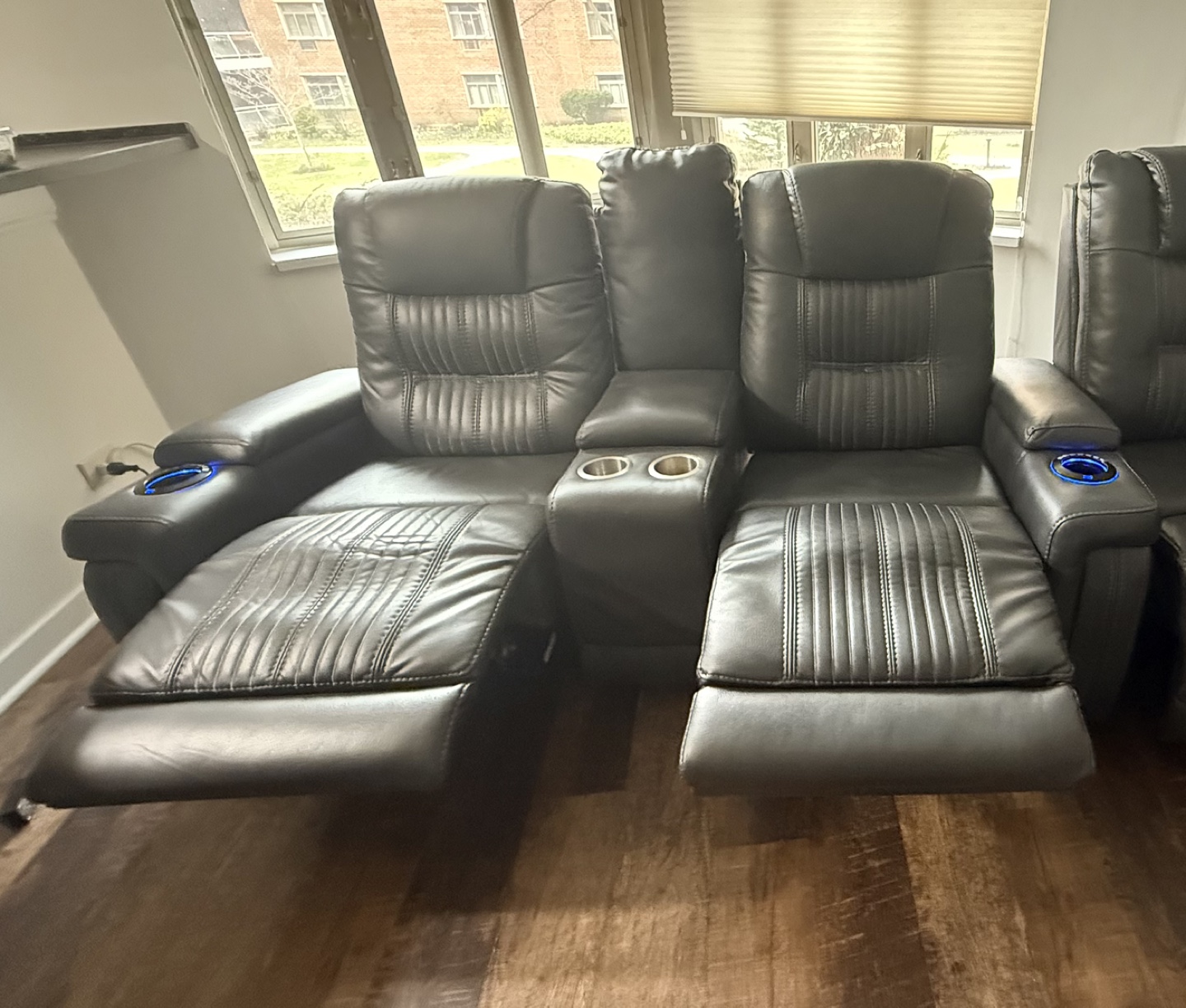 Black Leather Home Theater Seating - photo 3