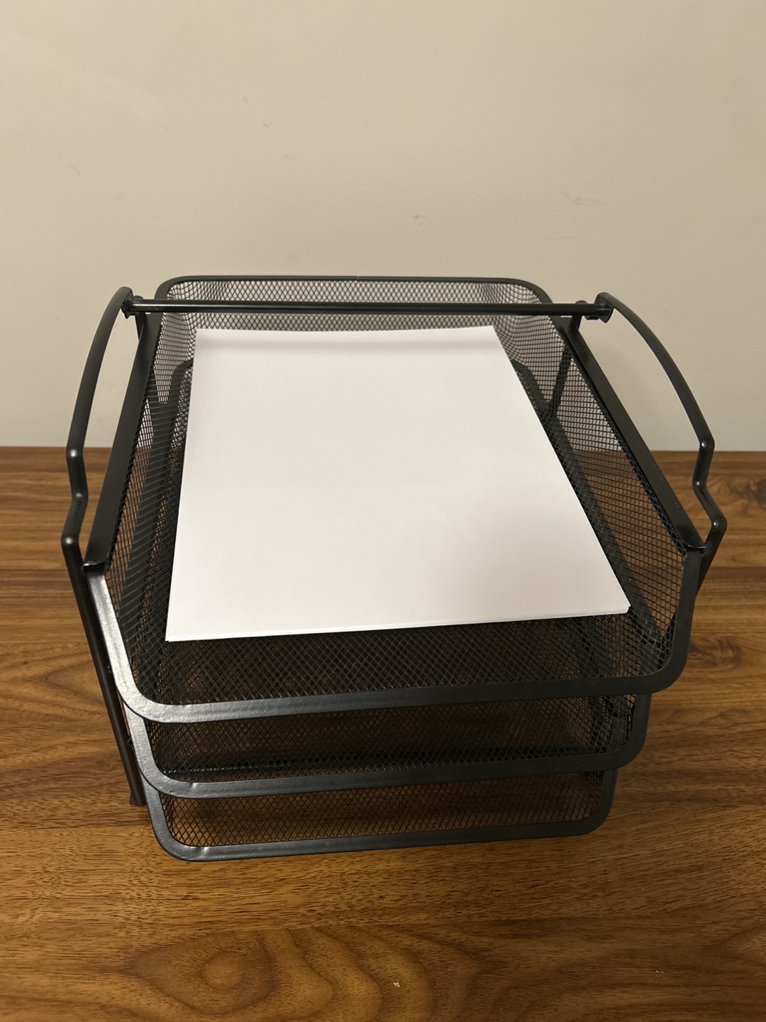 Three-Tier Black Metal Mesh Desk Organiser