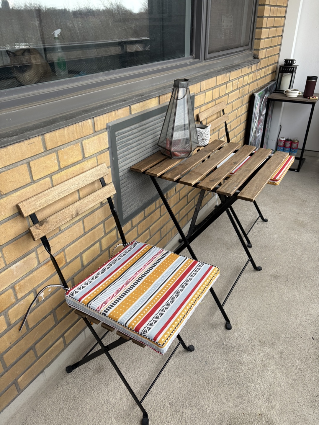 Ikea outdoor, black/light brown stained