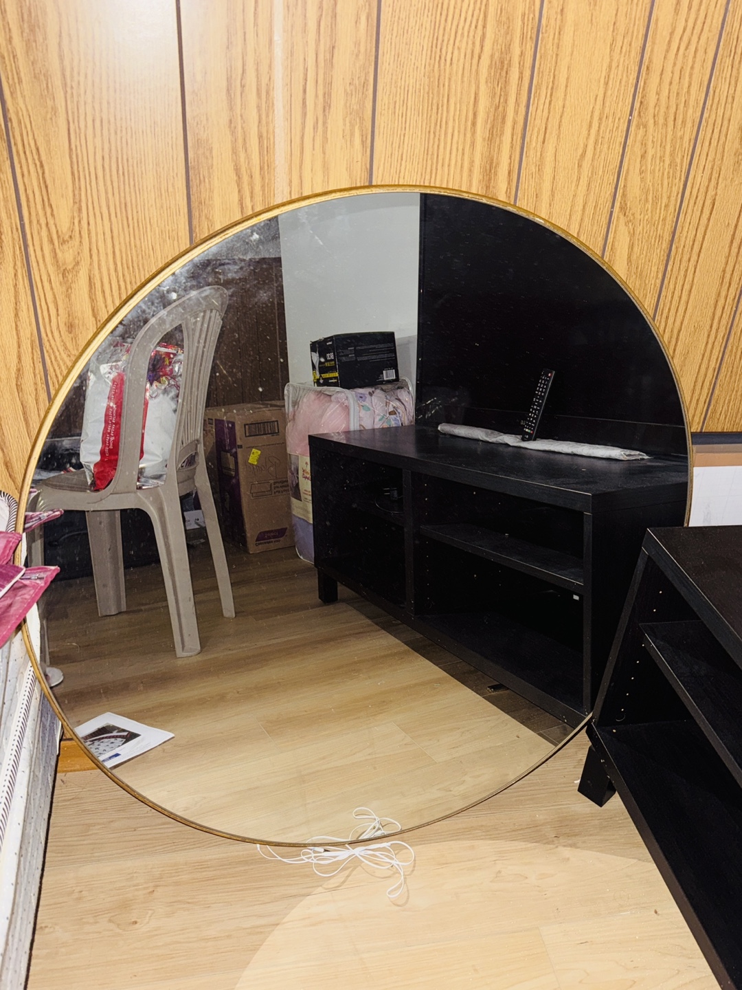 Large Round Gold Framed Mirror