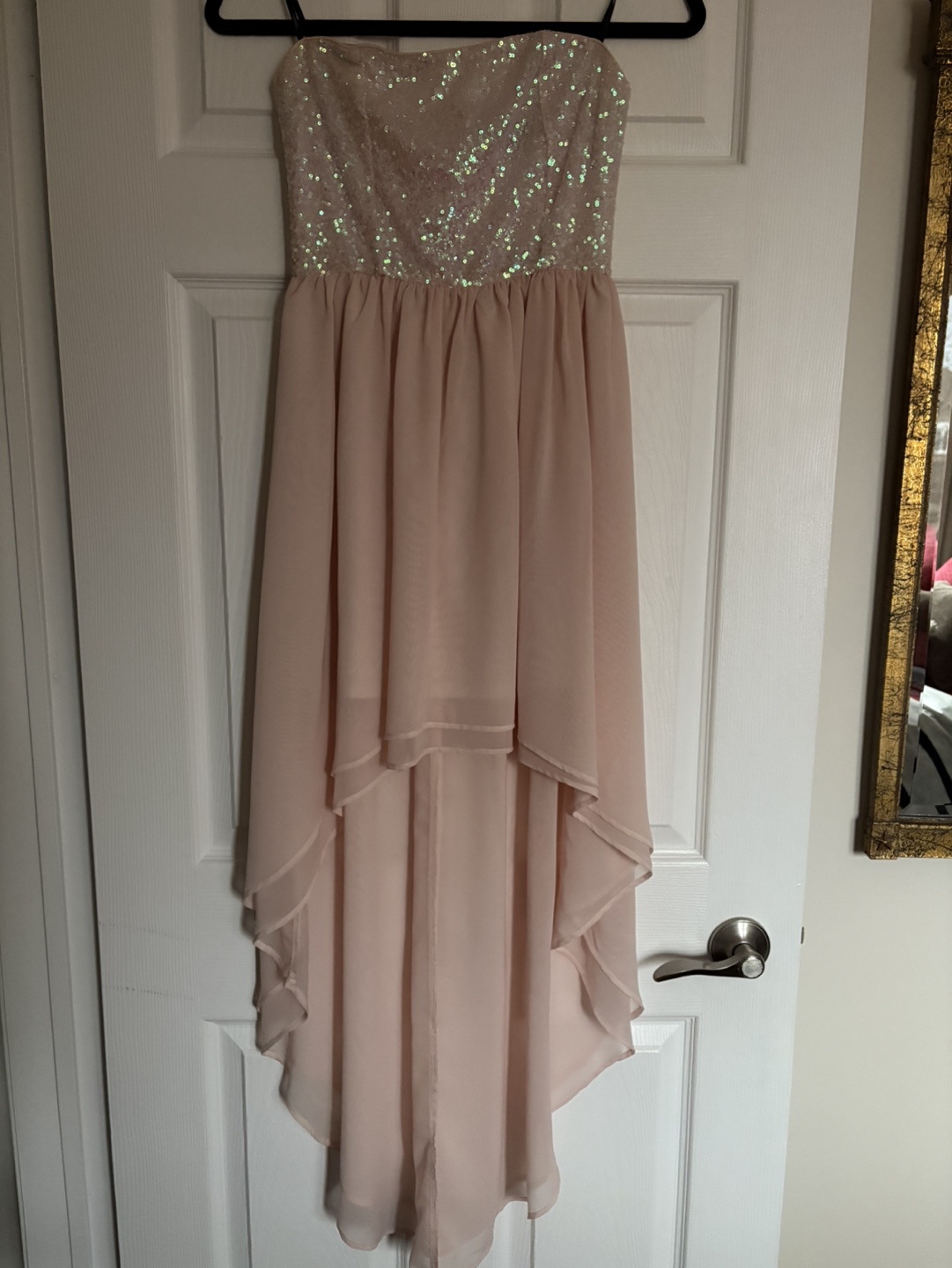 Stunning Blush Pink High-Low Sequin Dress