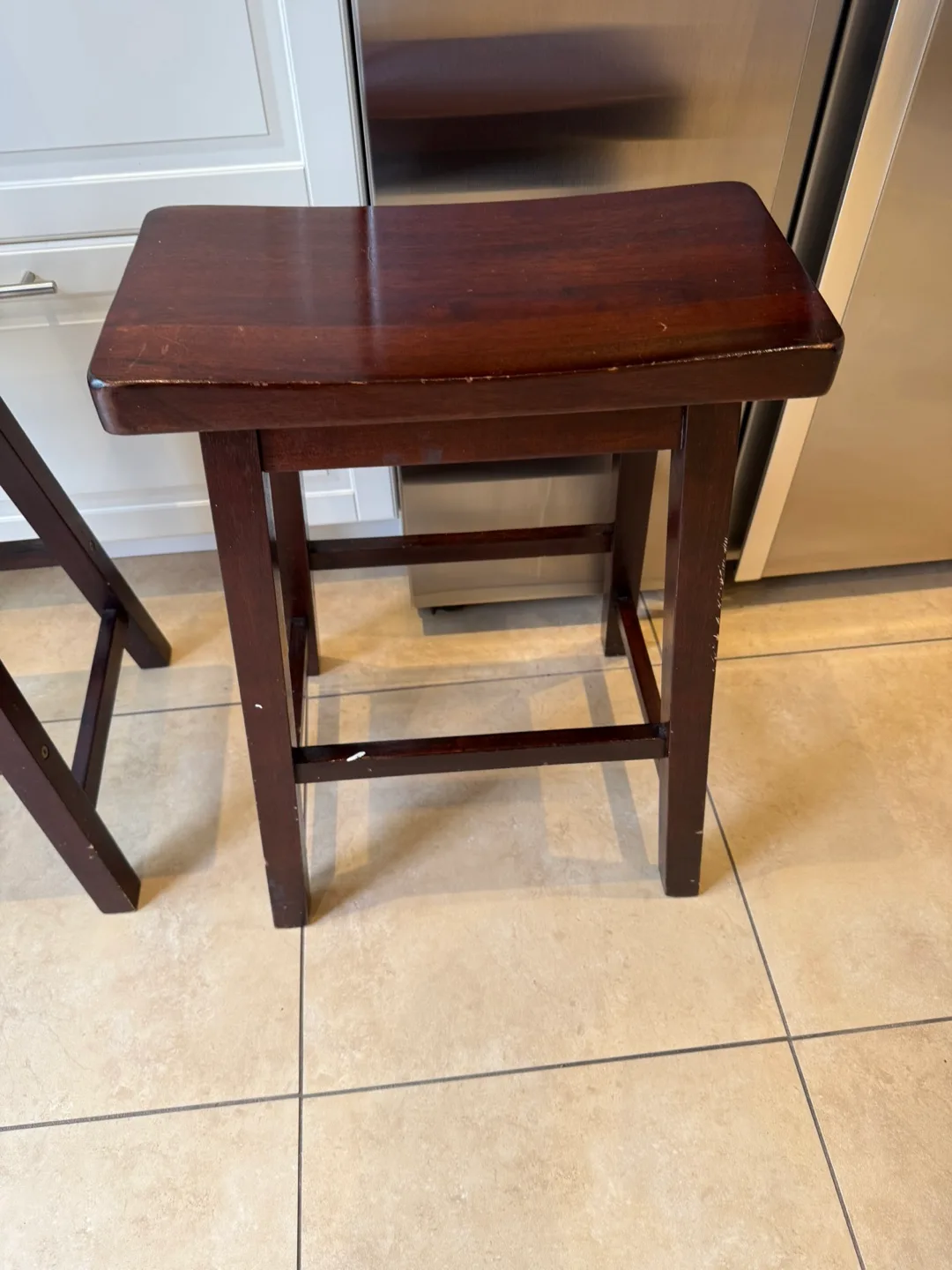 Two solid wood bar stools image indicator(3)