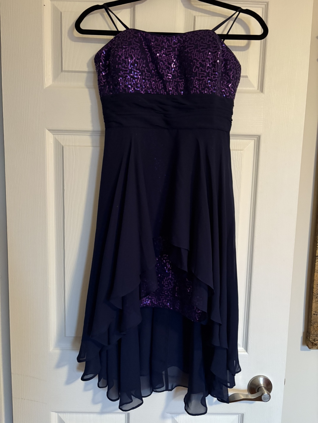 Stunning Purple Sequin Navy Blue Dress