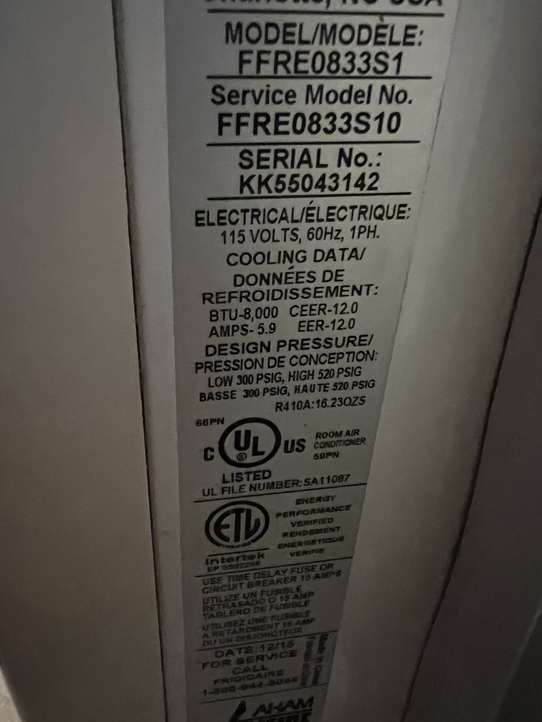 Frigidaire Window Air Conditioner - photo 2