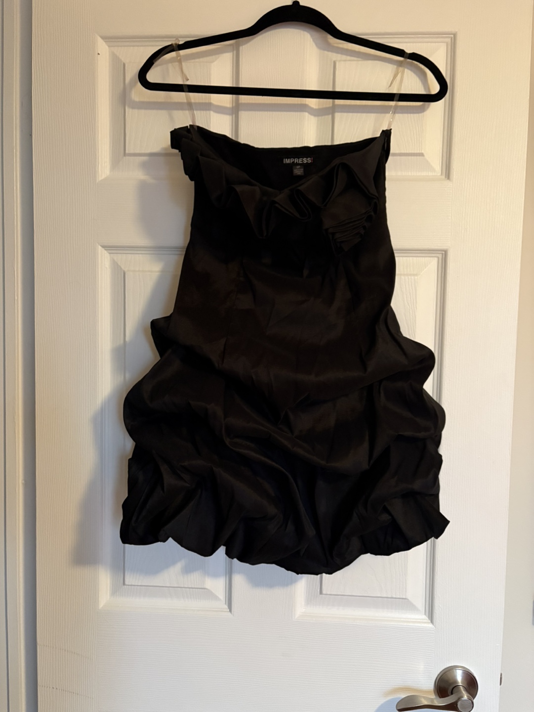 Black strapless cocktail dress