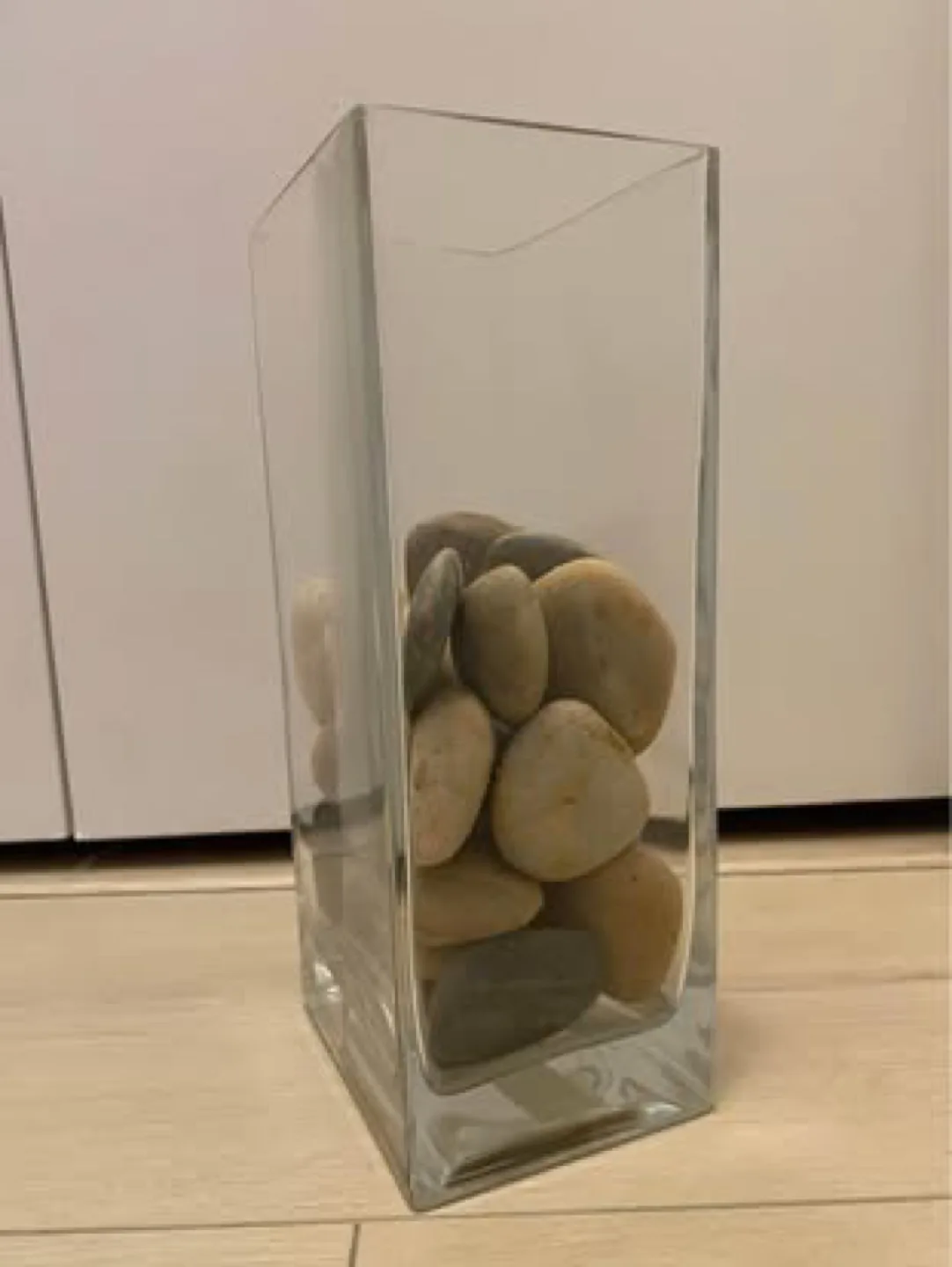 Tall Clear Glass Vase with Stones image indicator(2)