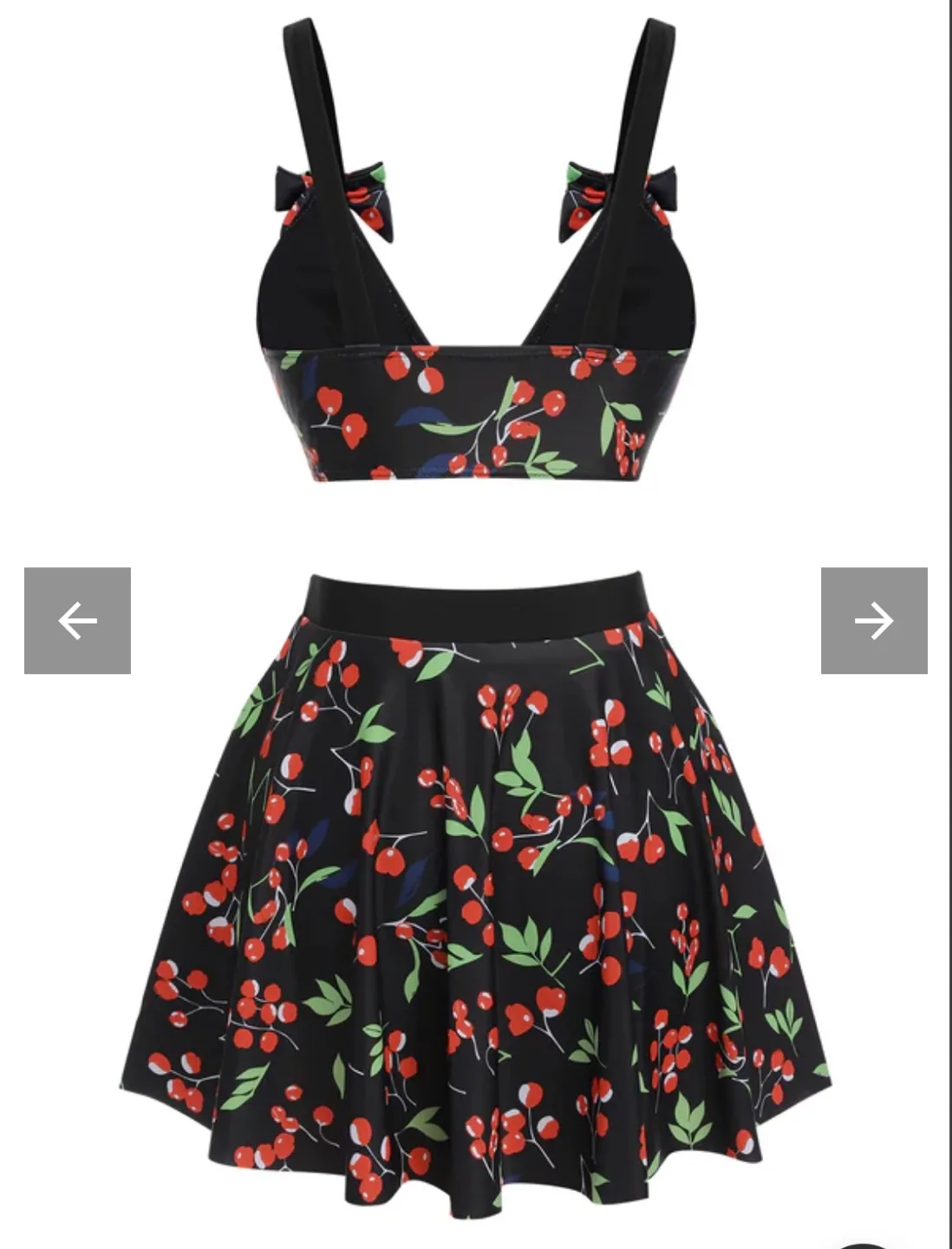 New Cherry Print Bikini Swimsuit with Skirt image indicator(5)