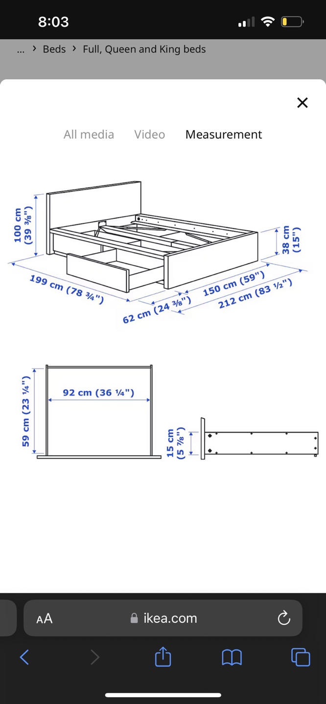 IKEA MALM Double Bed Frame with Storage Drawers - photo 5