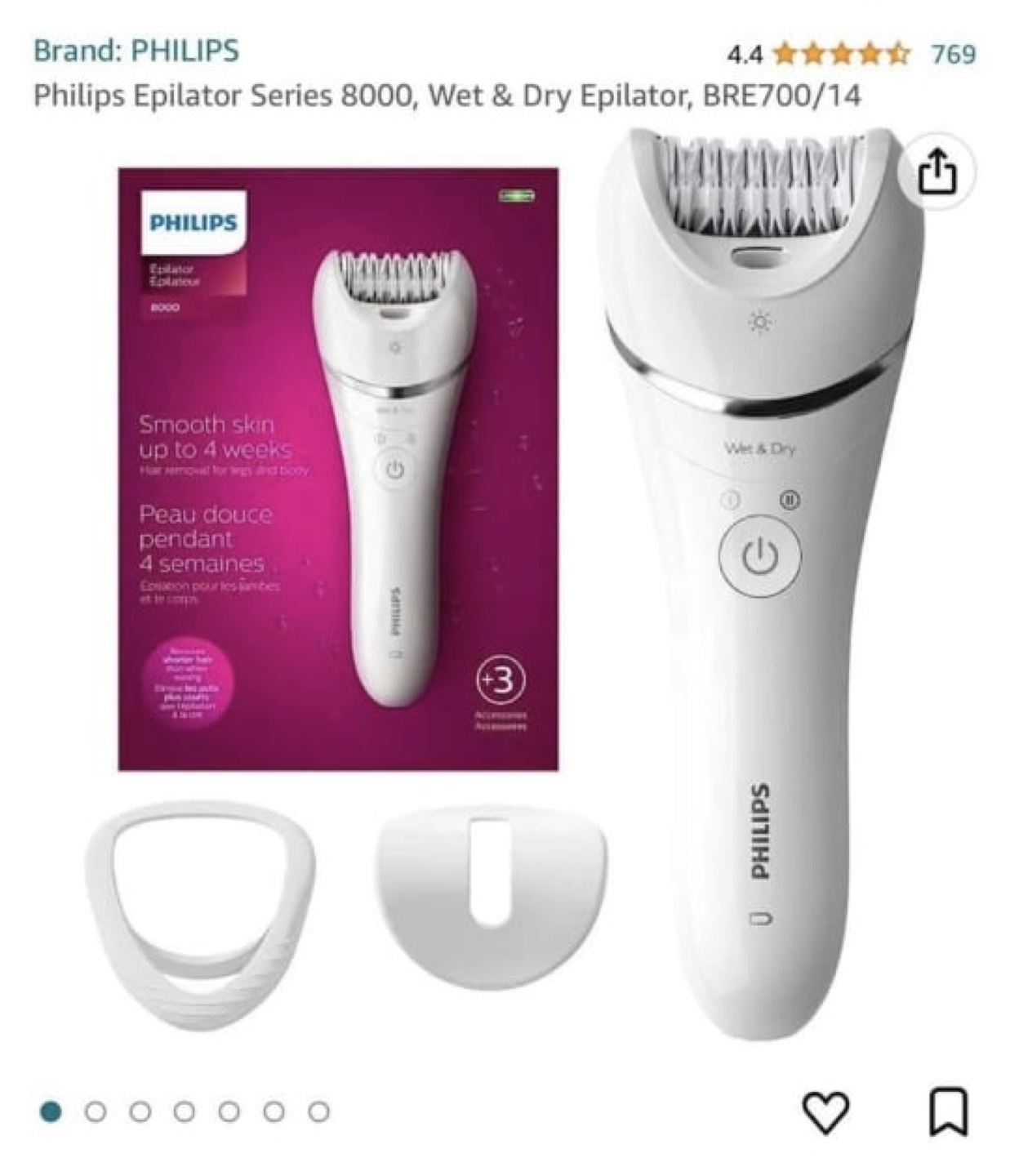 Philips Epilator Series 8000, BRE700/14, Wet & Dry