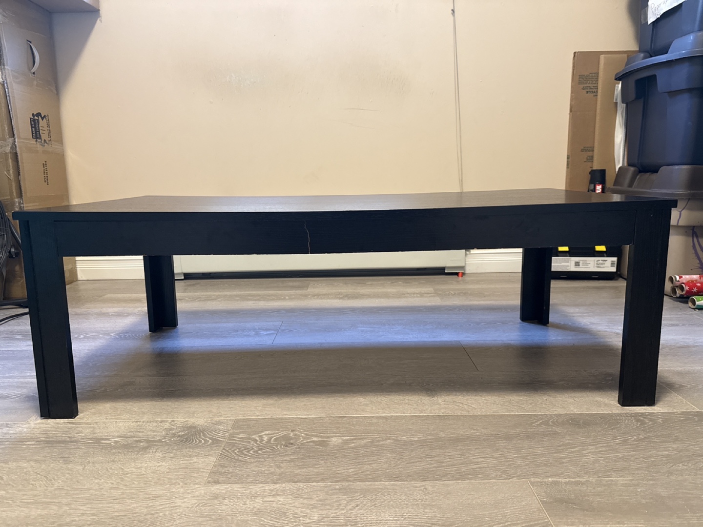 Black Coffee Table with Minor Crack
