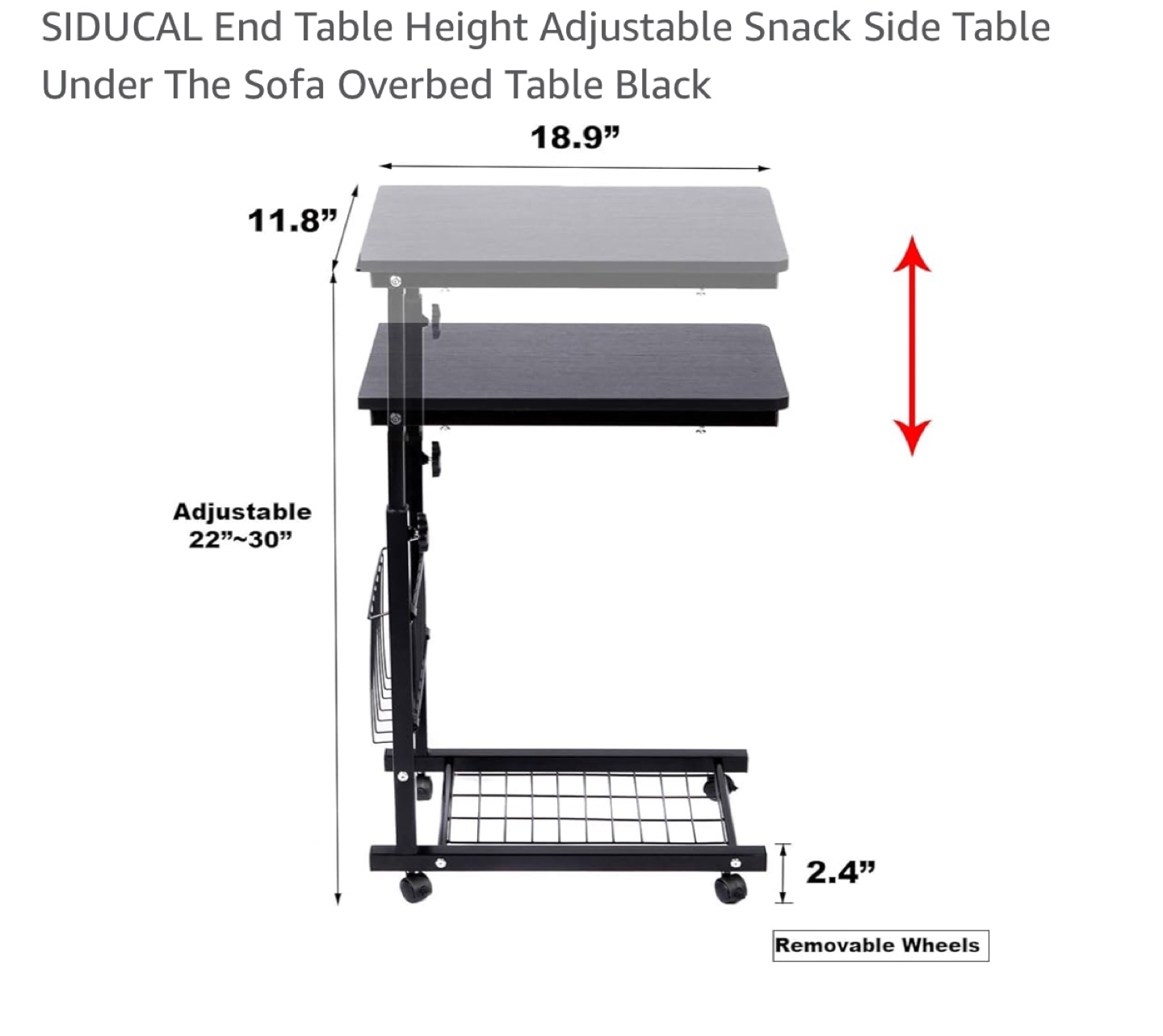 SIDUCAL Height Adjustable End Table - photo 4