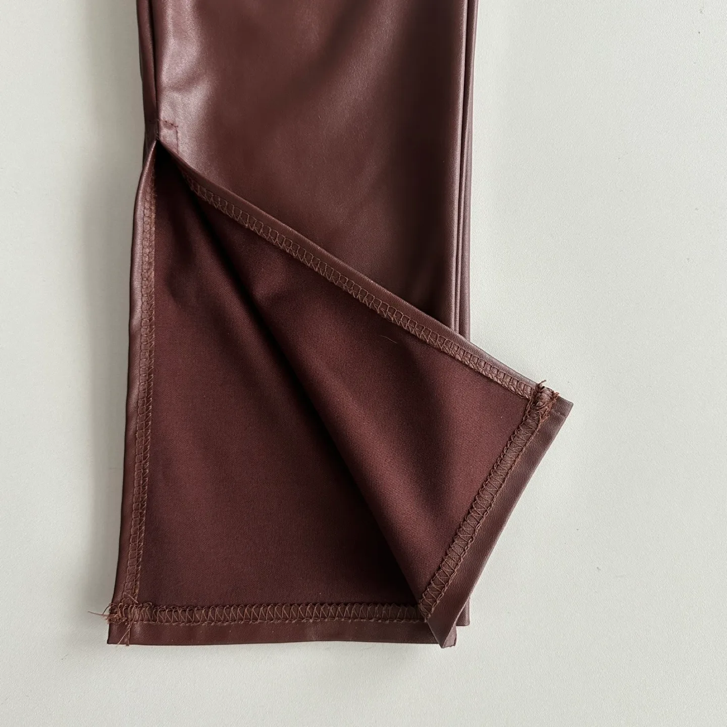 💚PrettyLittleThing Brown Faux Leather Leggings Large image indicator(3)