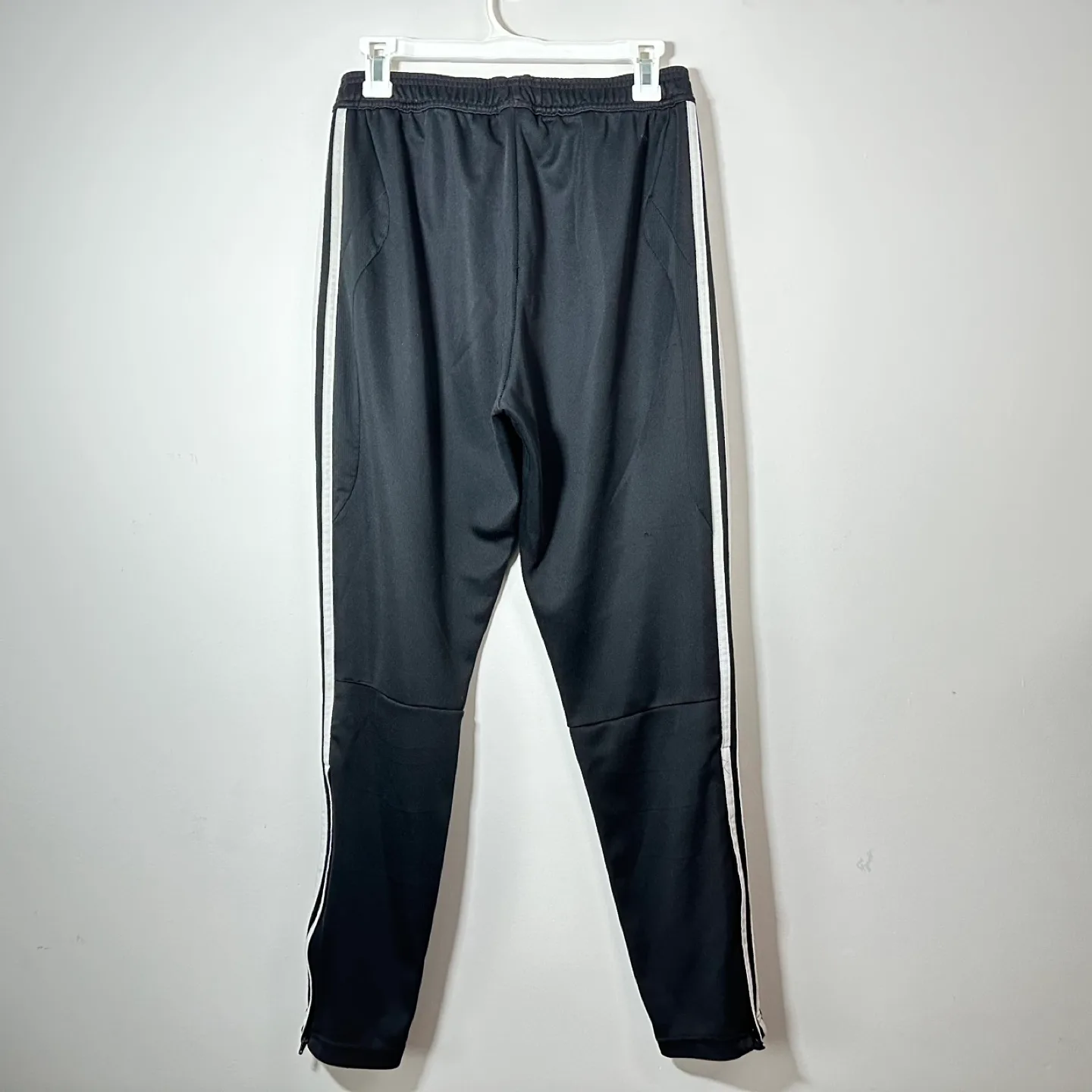 Adidas Women’s Black Track Pants White Stripes Zip Ankle Medium image indicator(2)