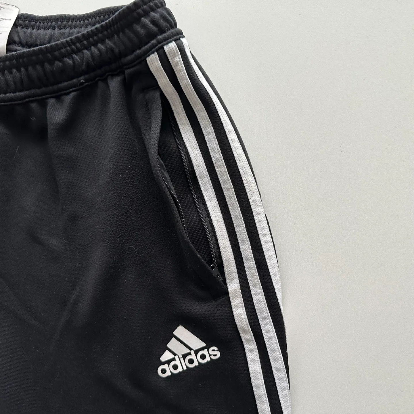 Adidas Women’s Black Track Pants White Stripes Zip Ankle Medium image indicator(5)