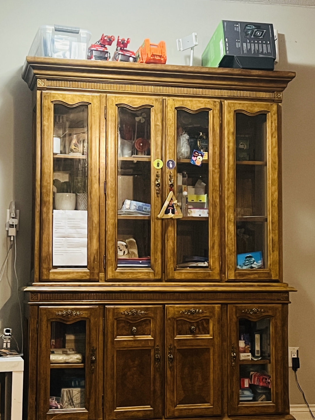 Vintage Wooden Hutch Cabinet