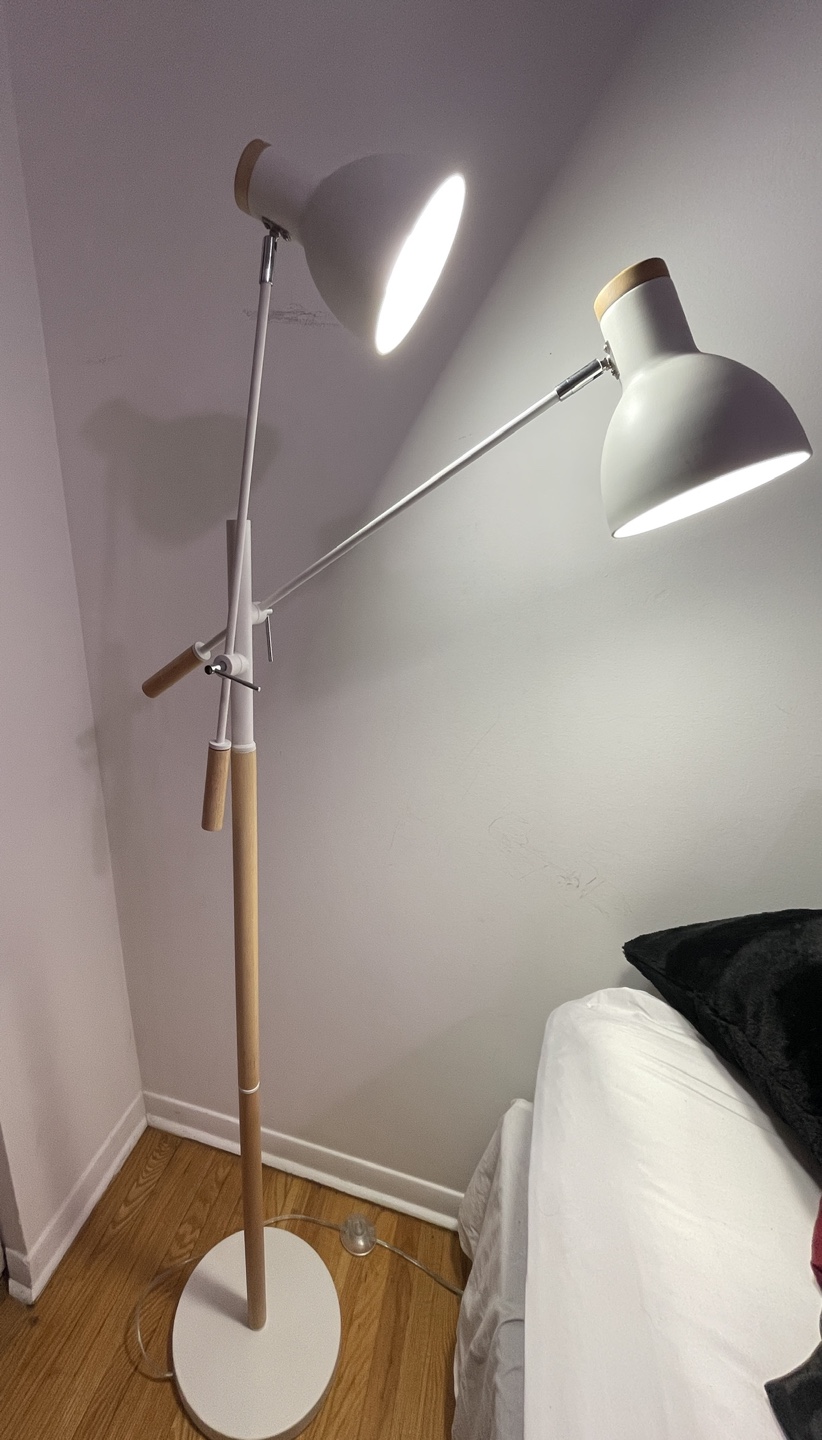 Canvas Grace 2-Light Floor Lamp - Wooden/White